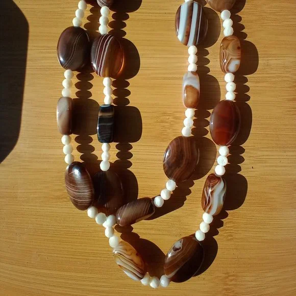 Jay King DTR mine finds stripped Agate and MOP 36 inch necklace 925 - Picture 4 of 13